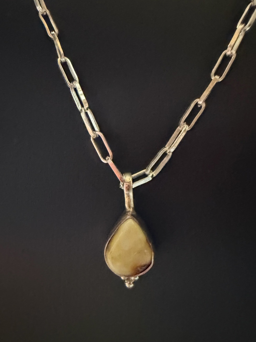 Sterling Silver Teardrop Palomino Pendant Necklace
